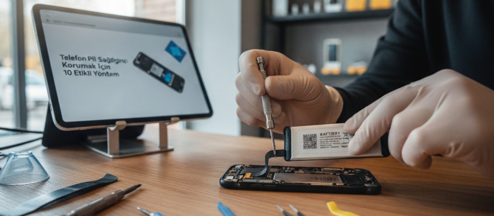 Bir iPhone ekranında pil sağlığı ayarları açık, optimize edilmiş şarj özelliği vurgulanıyor