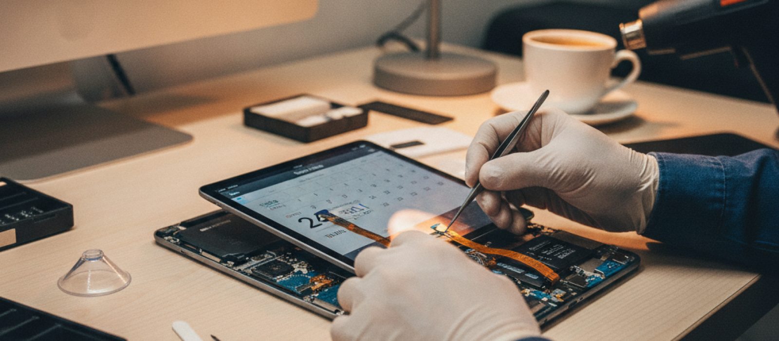 iPhone veya iPad ekranında açık bir dijital takvim uygulaması ve planlanmış etkinlikler