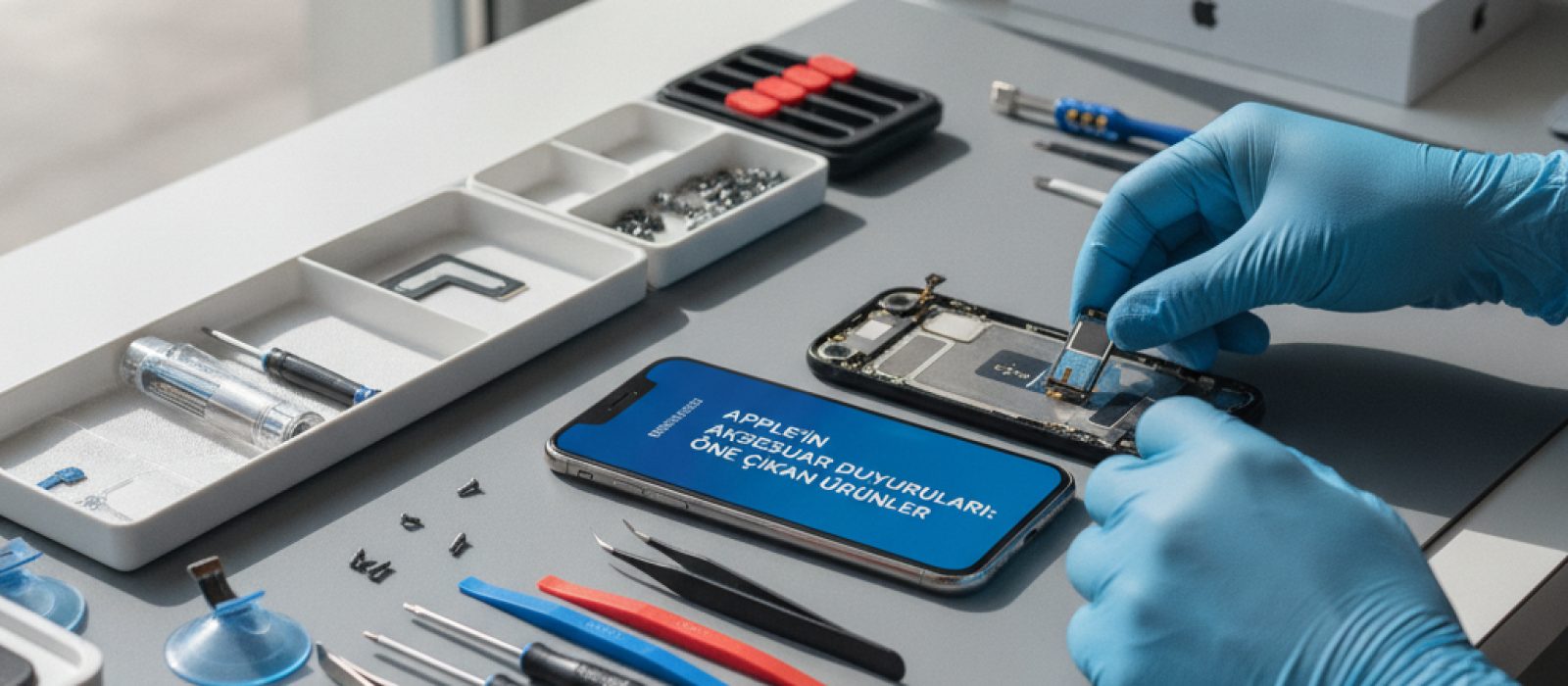 Apple'ın yeni duyurulan aksesuarları: MagSafe cüzdan, renkli iPhone kılıfları, AirTag ve Apple Watch kayışları bir arada.
