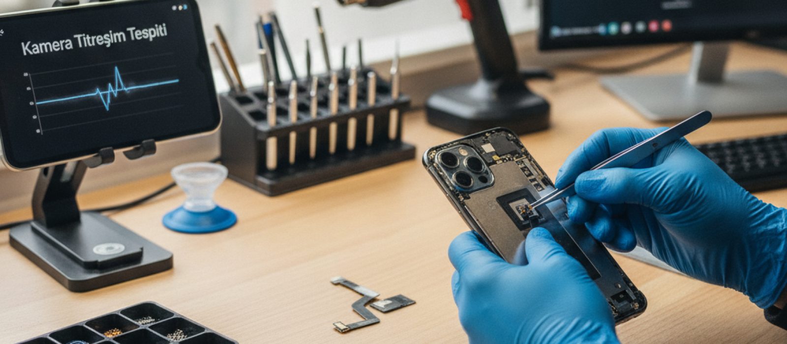 iPhone kamera titremesi yaşayan bir cihazın ekran görüntüsü ve arkasında bulanık bir manzara