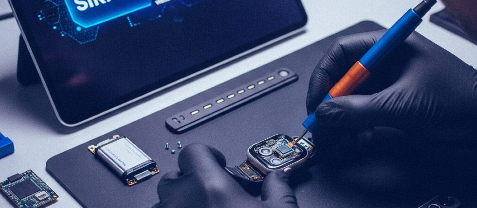 Apple Watch ekranında Siri AI arayüzü ve elinde Apple Watch olan bir kişi, watchOS 27 güncellemelerini gösteriyor.